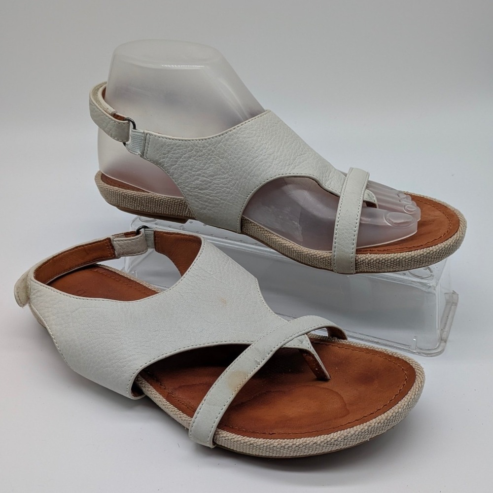 Gentle Souls Leather Toe Ring Slingback Sandals White Comfort Womens Size 7M